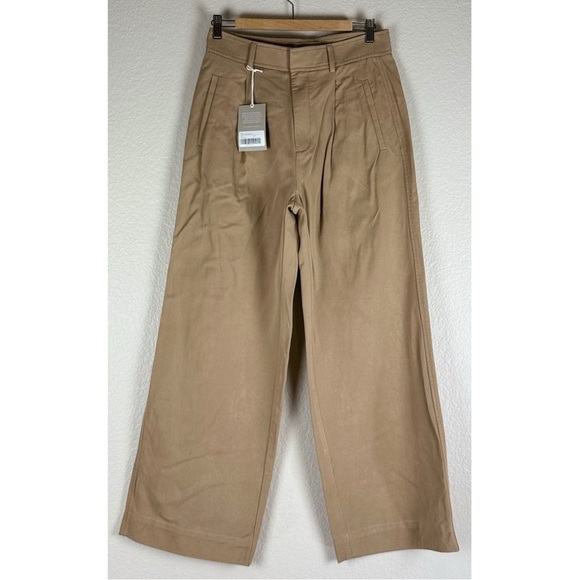 Everlane NWT *** FLAWED ***The Way High Drape Pants Tan / Ash Brown, size 6S - Picture 3 of 15